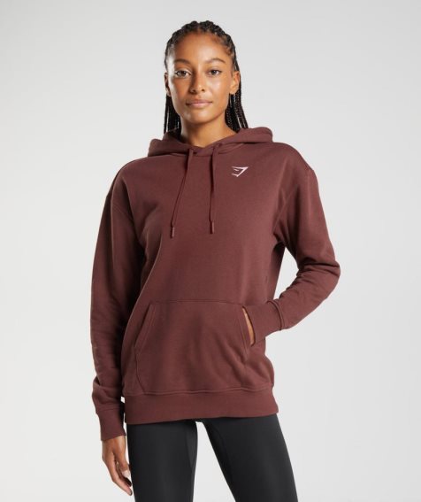 Women's Gymshark Training Boyfriend Hoodie Brown | NZ 8UQGSK